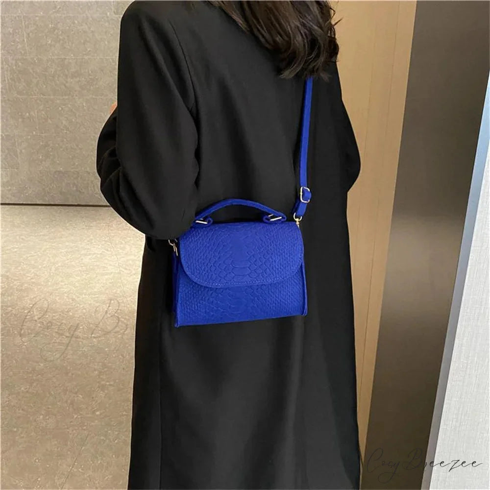Fashion Felt Crocodile Embossed Crossbody Handbag handbag-250126