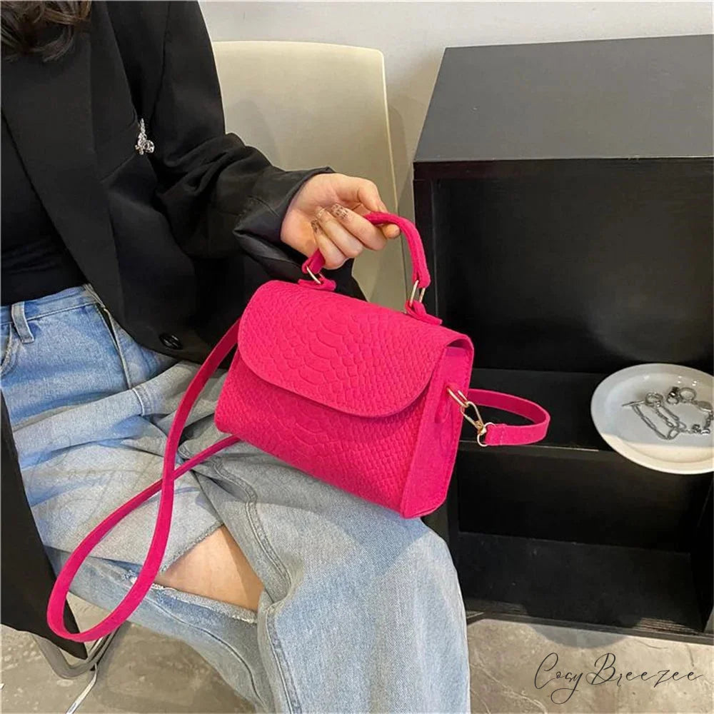 Fashion Felt Crocodile Embossed Crossbody Handbag handbag-250126