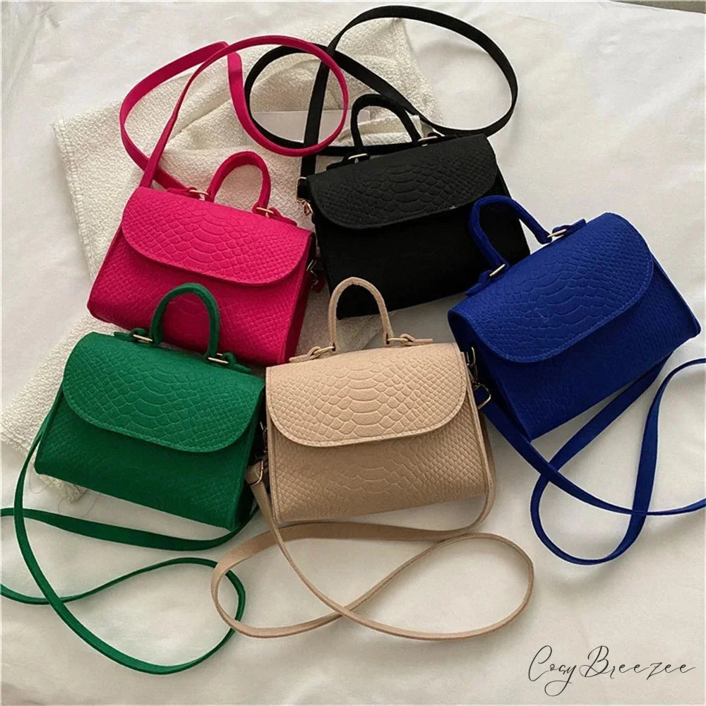 Fashion Felt Crocodile Embossed Crossbody Handbag handbag-250126