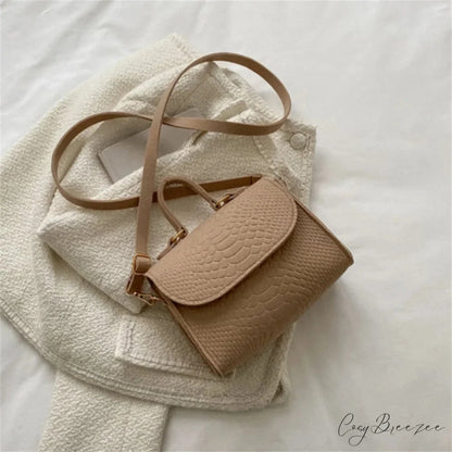 Fashion Felt Crocodile Embossed Crossbody Handbag Khaki handbag-250126