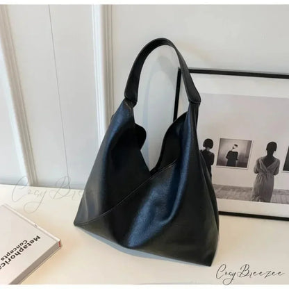Fashion Leather Big Hobo Bag Black / 36x23x14cm shoulder-250126