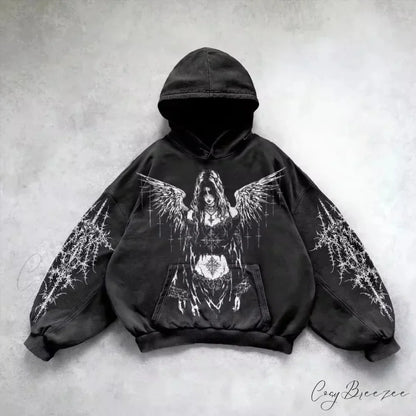 Fashion Pattern Patch Pullover Hoodie black 2 / M hoodies-241228