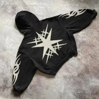 Fashion Pattern Patch Pullover Hoodie hoodies-241228