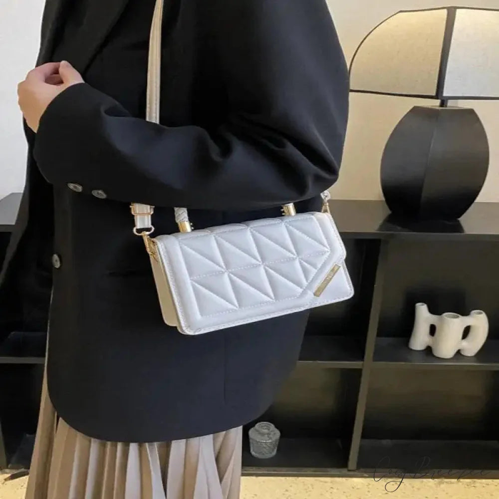 Fashion Plaid PU Leather Square Crossbody Handbag handbag-250126