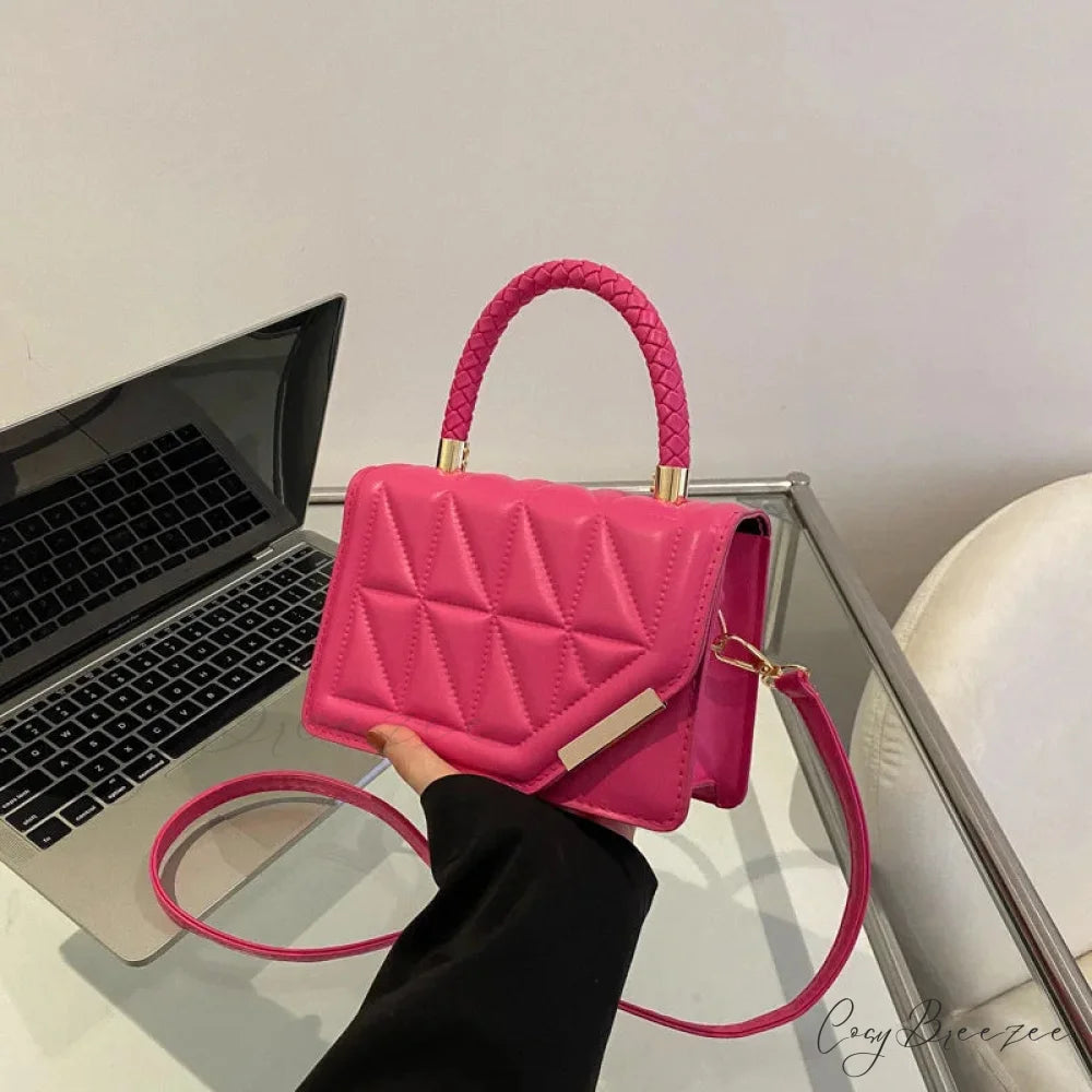 Fashion Plaid PU Leather Square Crossbody Handbag handbag-250126
