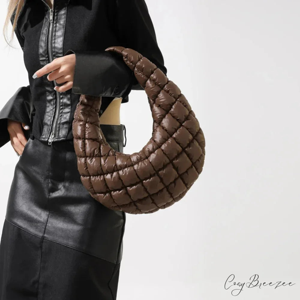 Fashion Quilted Puffer Pleated Shoulder Handbag handbag-250126
