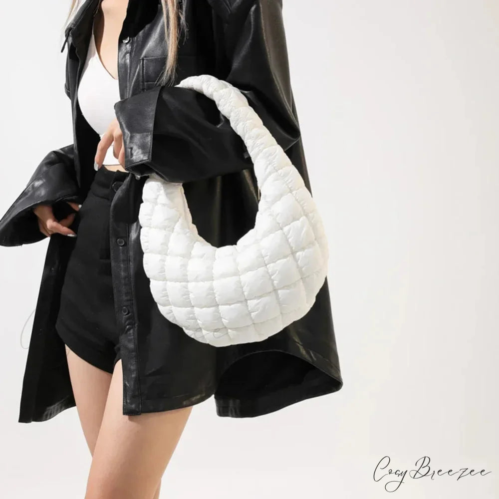 Fashion Quilted Puffer Pleated Shoulder Handbag handbag-250126