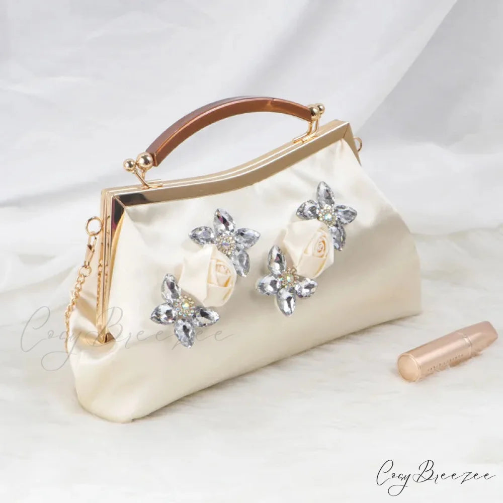 Fashion Rhinestone Evening Clutch Wristlet Beige wristlet-250126