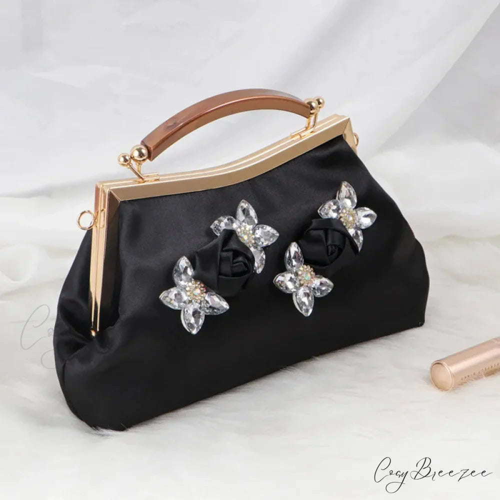 Fashion Rhinestone Evening Clutch Wristlet Black wristlet-250126