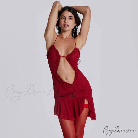 Fashion Ruched Slip Cut Out Backless Mini Dress