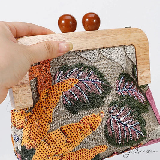 Fashion Sequins Flower Clutch Bag Wristlet wristlet-250126