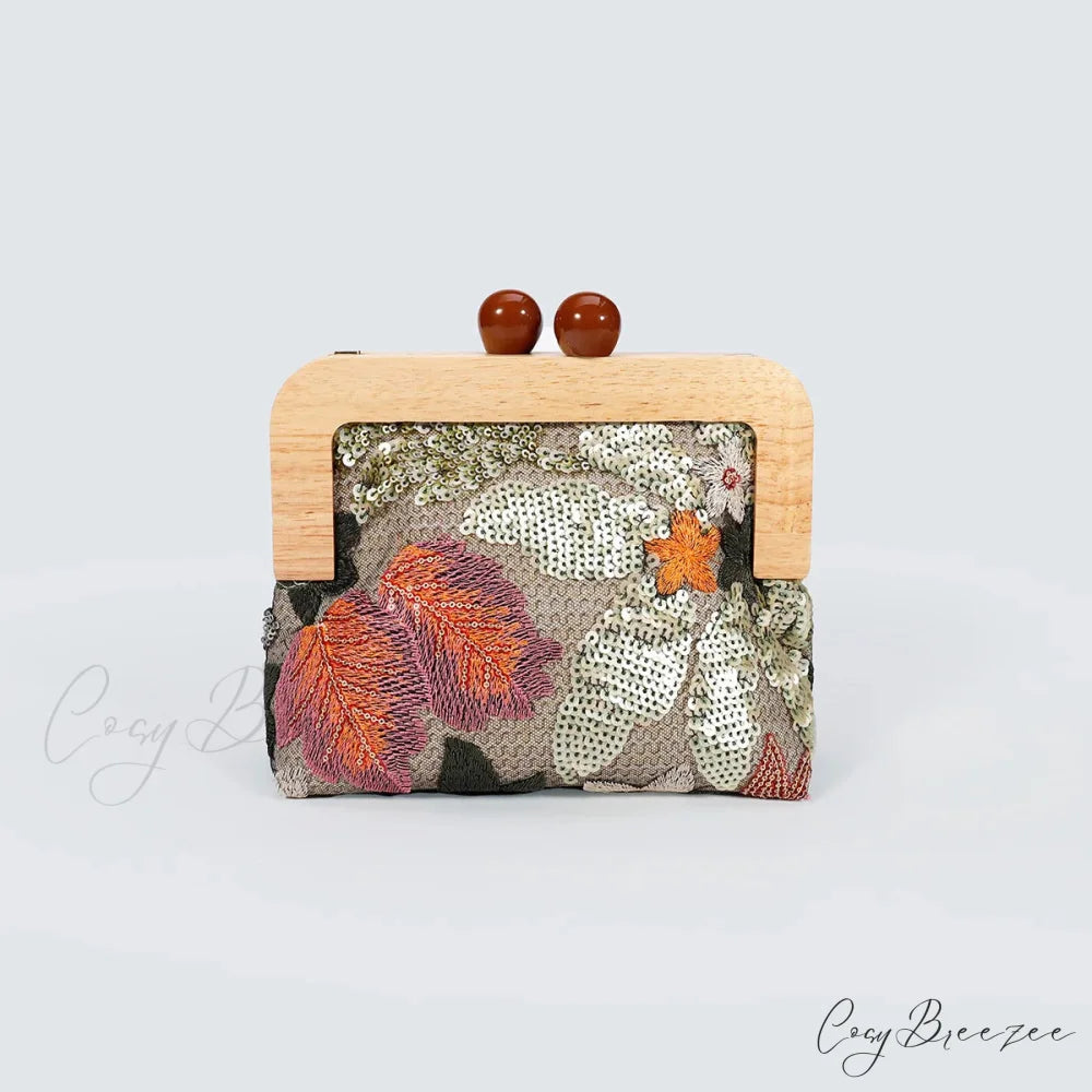Fashion Sequins Flower Clutch Bag Wristlet Green wristlet-250126