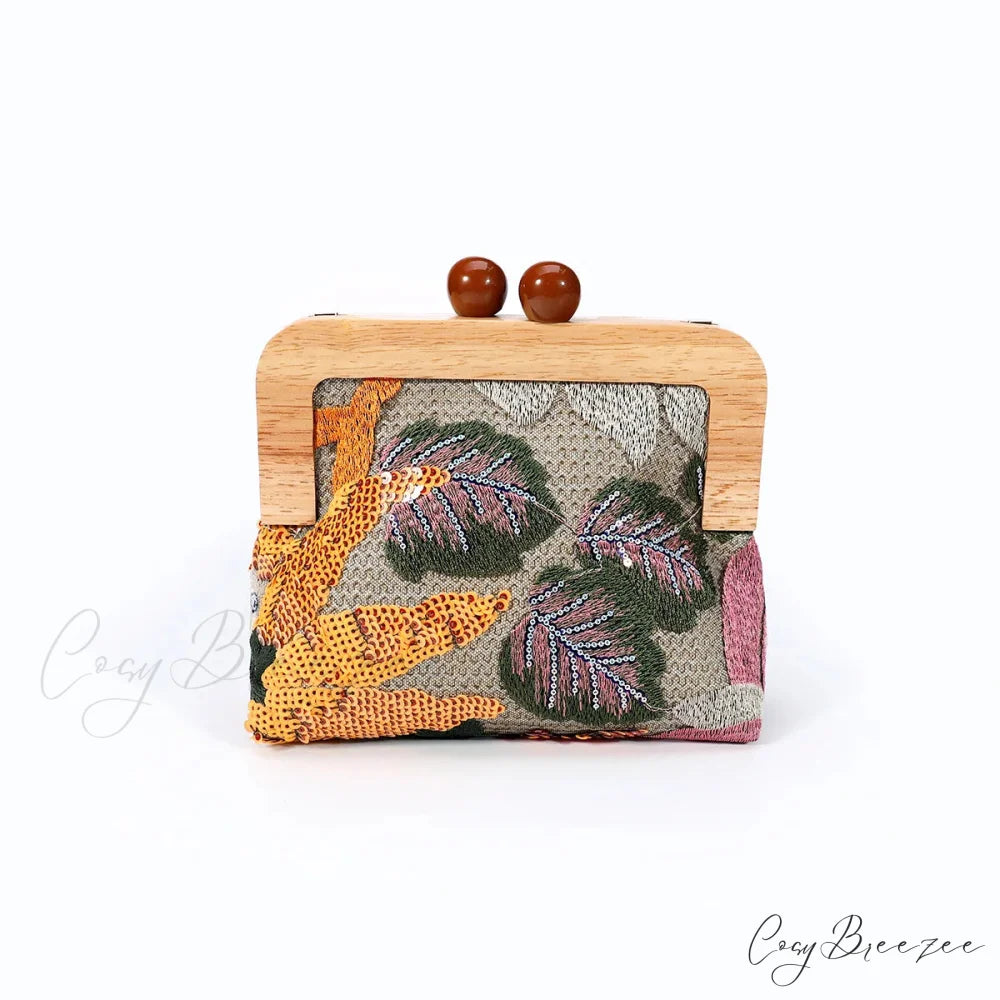 Fashion Sequins Flower Clutch Bag Wristlet Orange wristlet-250126