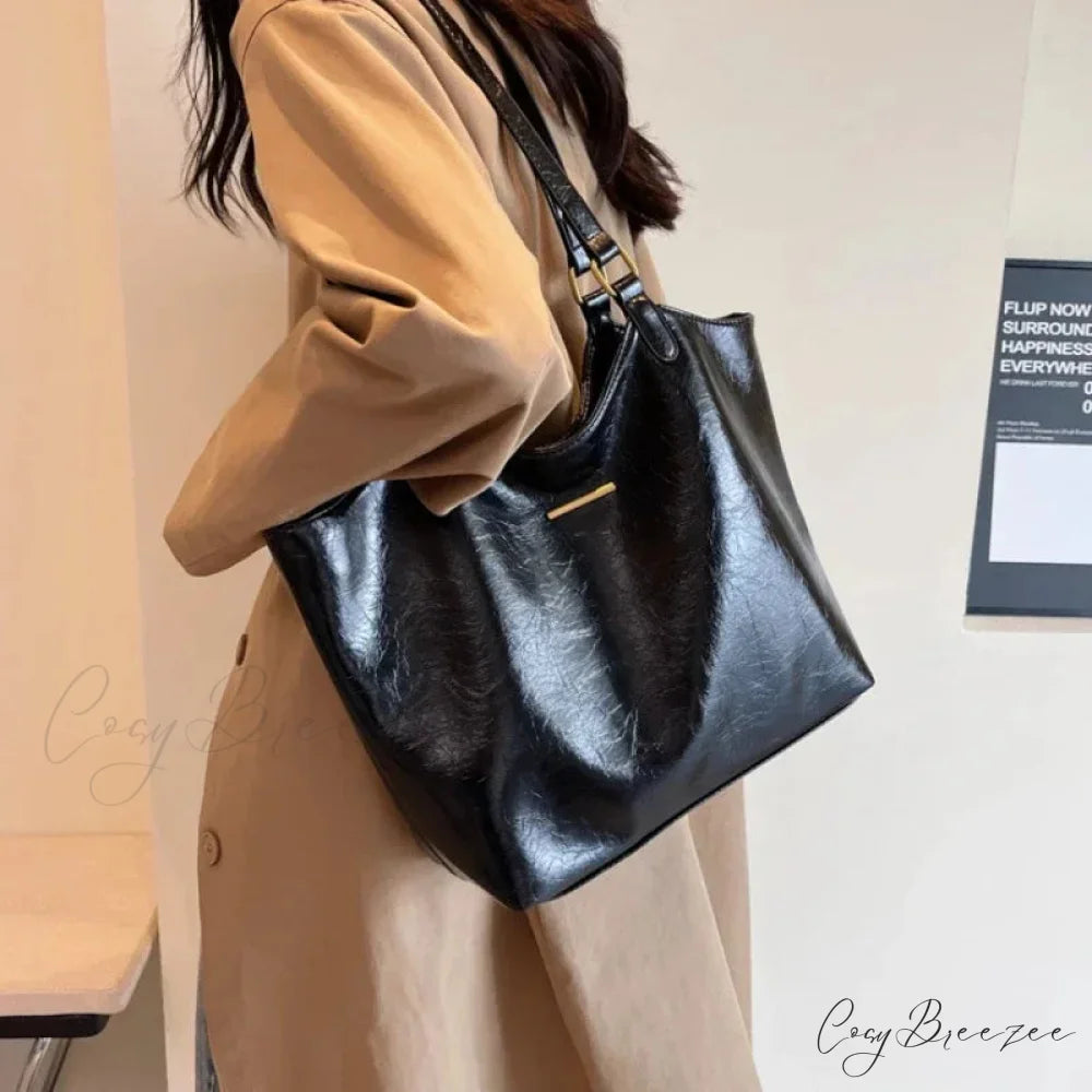 Fashion Straw Summer Beach Bag Black shoulder-250126