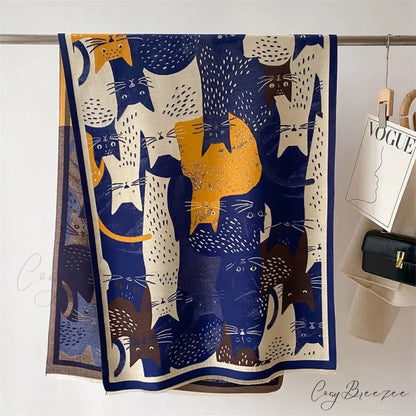 Fashion Thick Shawl Wrap Cashmere Scarf blue scarf-241228