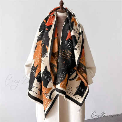 Fashion Thick Shawl Wrap Cashmere Scarf orange scarf-241228