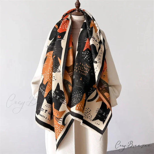 Fashion Thick Shawl Wrap Cashmere Scarf orange scarf-241228