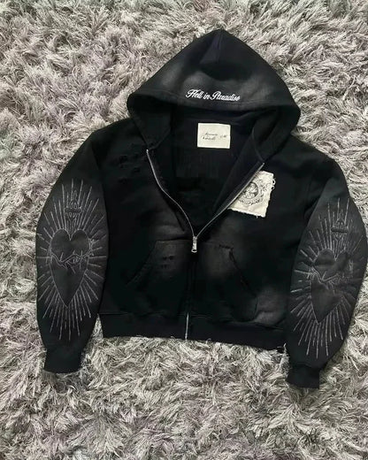 Fashion Trend Fleece Padded Zipper Hoodie black 4 / M hoodies-241228