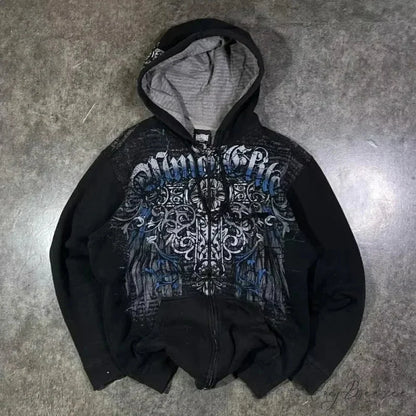 Fashion Trend Fleece Padded Zipper Hoodie black 8 / M hoodies-241228