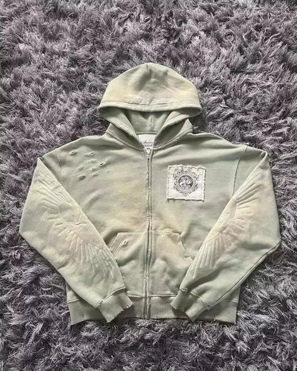 Fashion Trend Fleece Padded Zipper Hoodie grey 1 / M hoodies-241228
