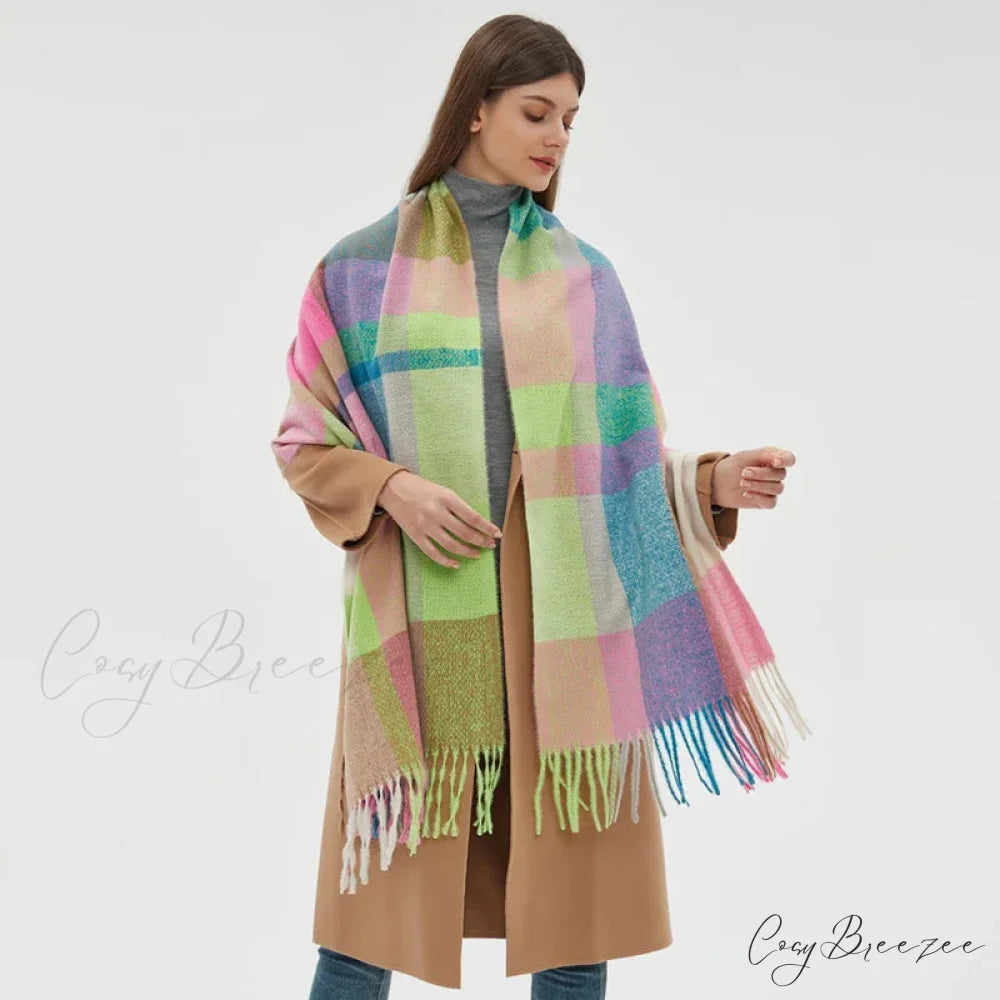 Fashion Warm Knit Cashmere Plaid Scarf scarf-241228