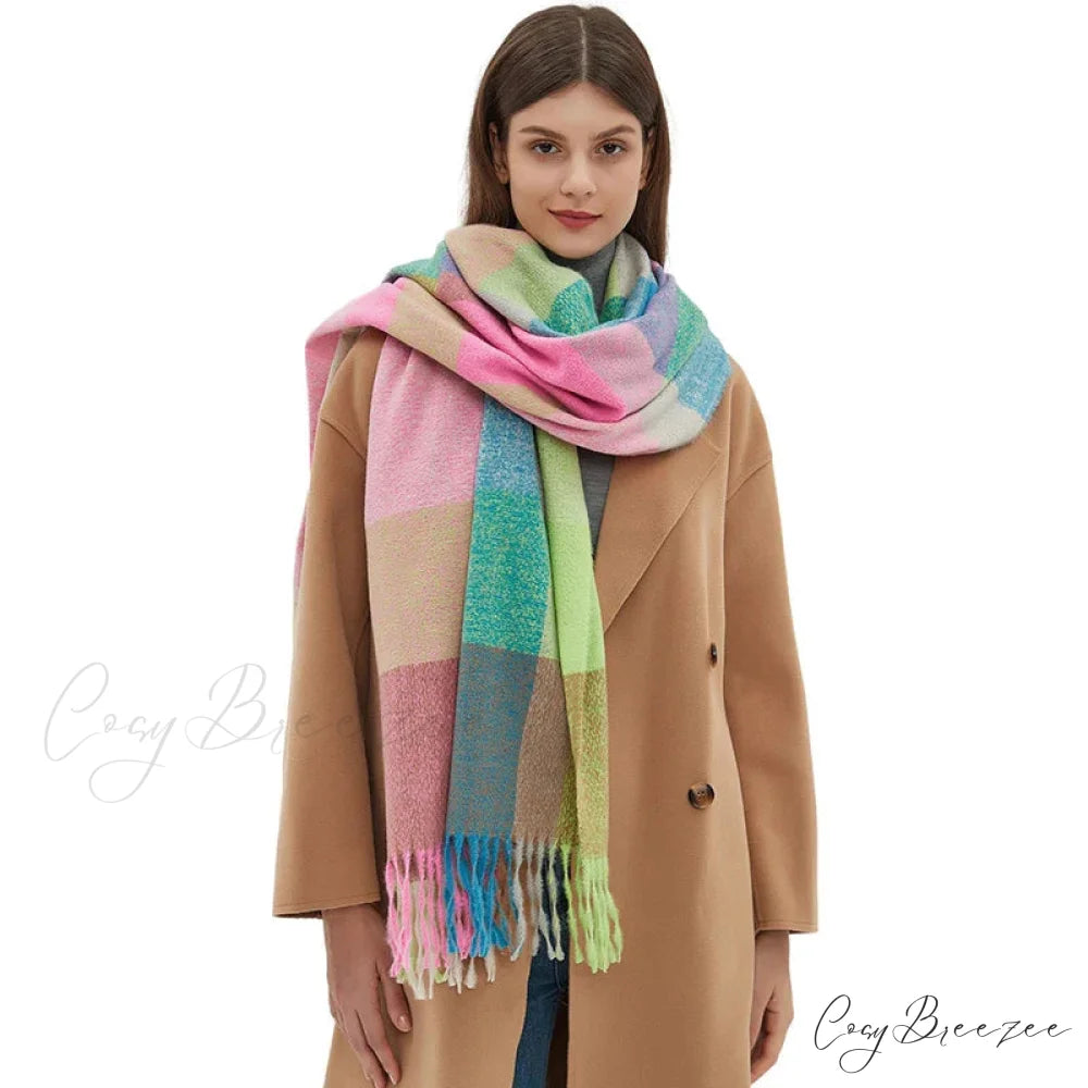Fashion Warm Knit Cashmere Plaid Scarf scarf-241228