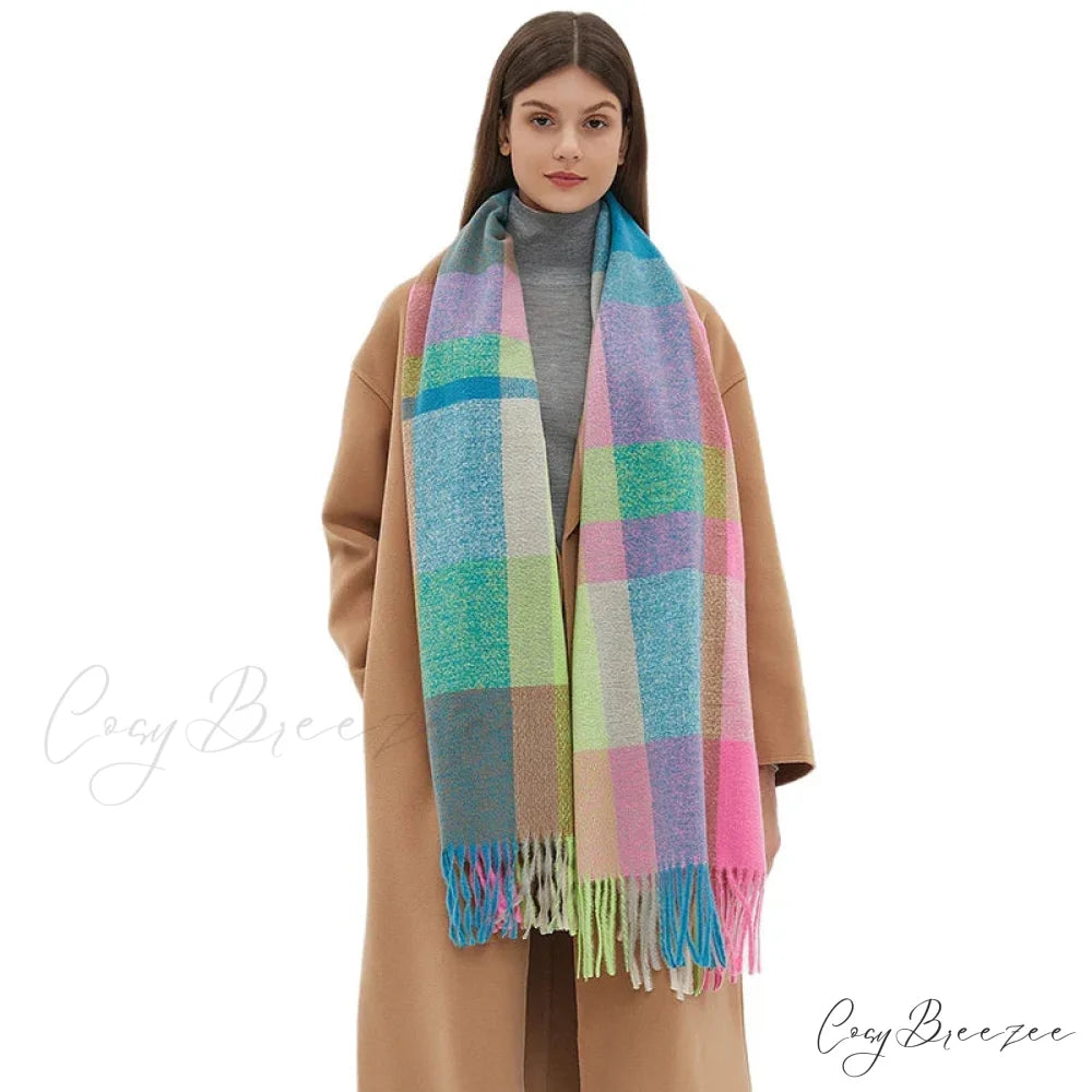 Fashion Warm Knit Cashmere Plaid Scarf scarf-241228