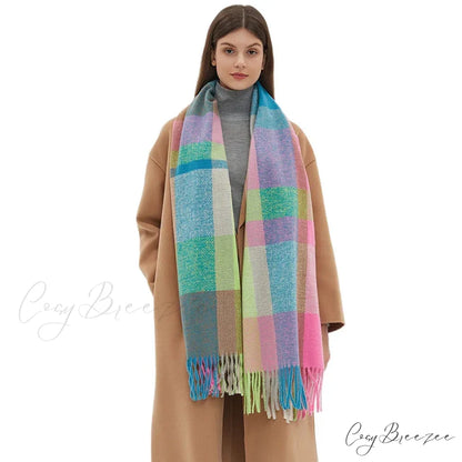 Fashion Warm Knit Cashmere Plaid Scarf scarf-241228
