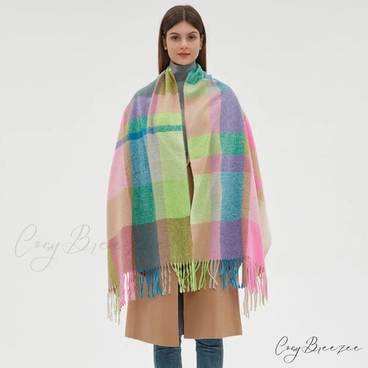 Fashion Warm Knit Cashmere Plaid Scarf Color-07 scarf-241228