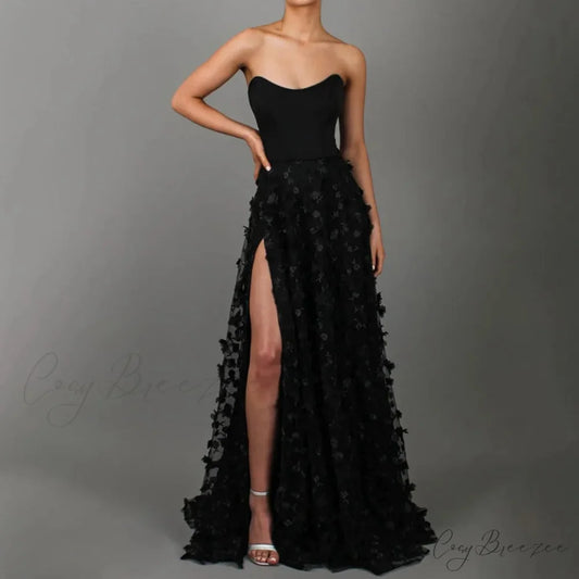 Fashionable Casual Spring Summer Denim Single-Breasted Lapel Maxi Dress Black / S