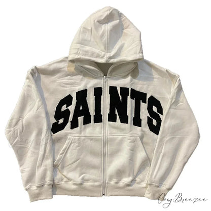 Fashionable Graphic Aesthetic Loose Cozy Hip Hop Hoodie Blue / S