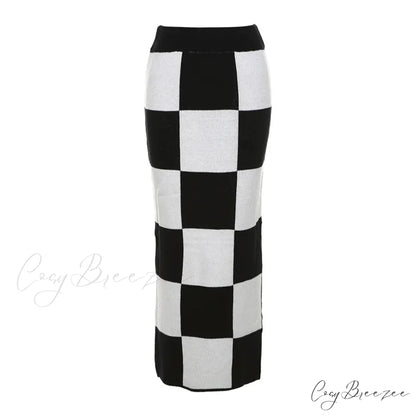 Fashionable Tall Waist Split Long Length Autumn Winter Skirt Black / S