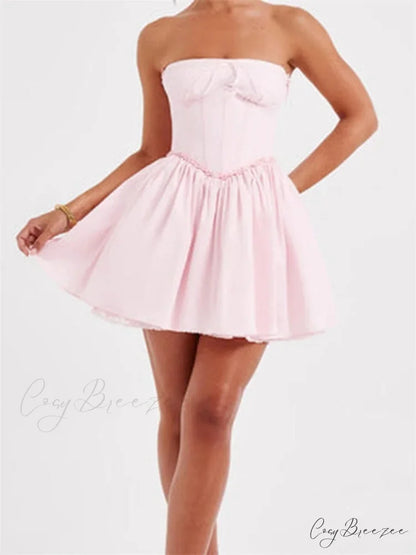 Fastened Open-Back A-line Mini Dress minidress-250223