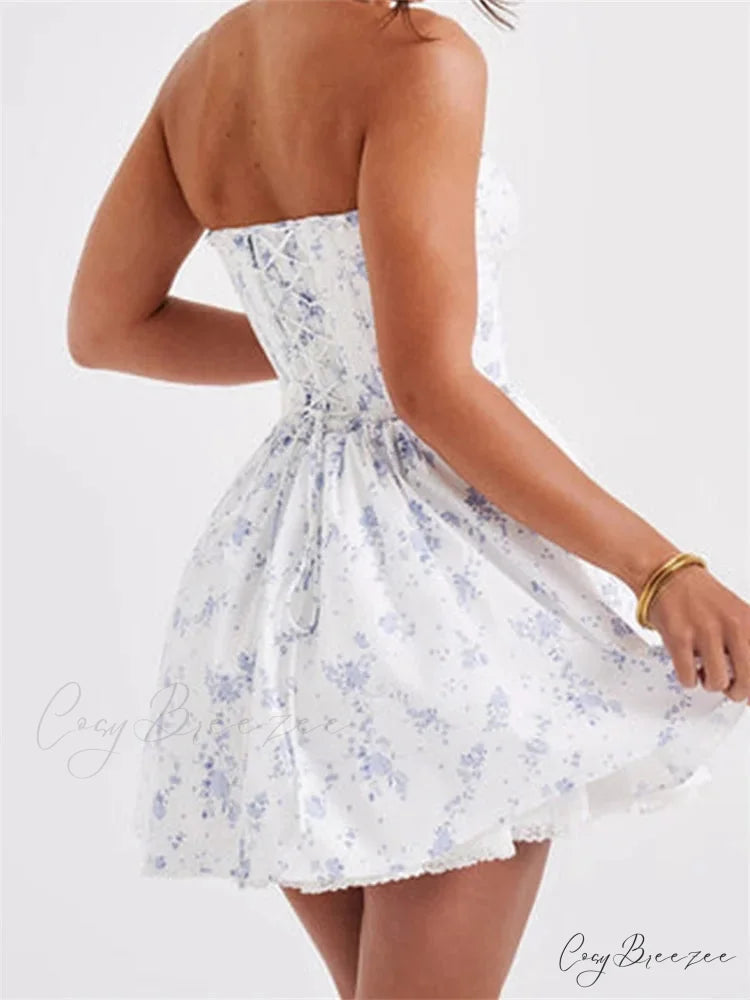 Fastened Open-Back A-line Mini Dress minidress-250223