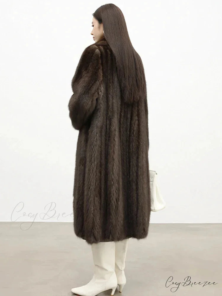Faux Fur Lapel Pit Fabric Drape Coat overcoats-241228