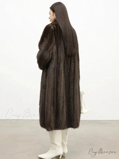 Faux Fur Lapel Pit Fabric Drape Coat overcoats-241228