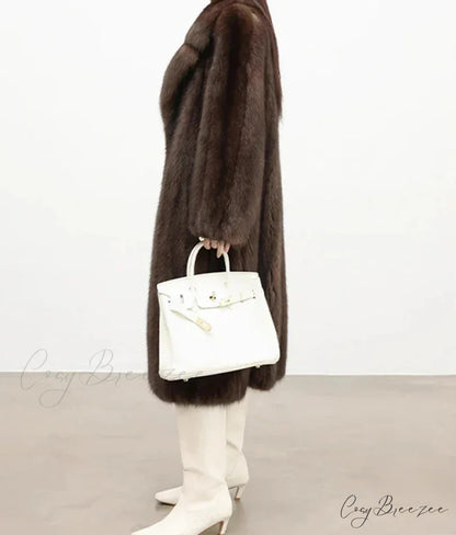 Faux Fur Lapel Pit Fabric Drape Coat overcoats-241228