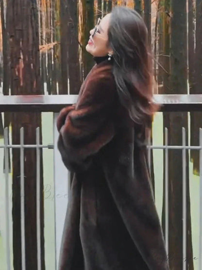 Faux Fur Lapel Plush Imitation Mink Coat overcoats-241228