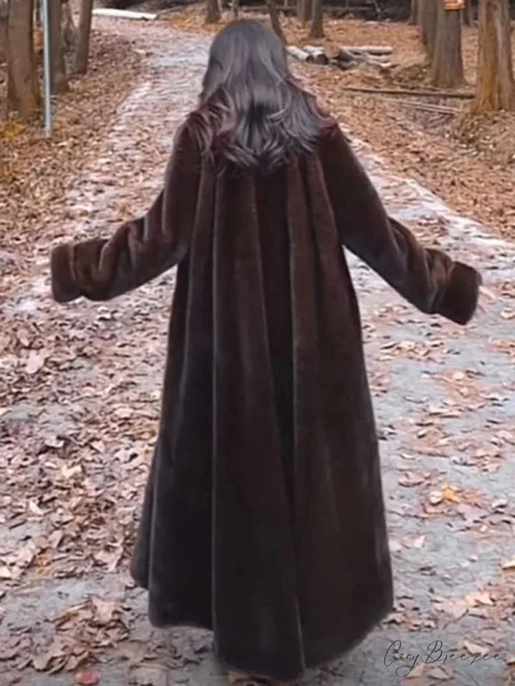 Faux Fur Lapel Plush Imitation Mink Coat overcoats-241228