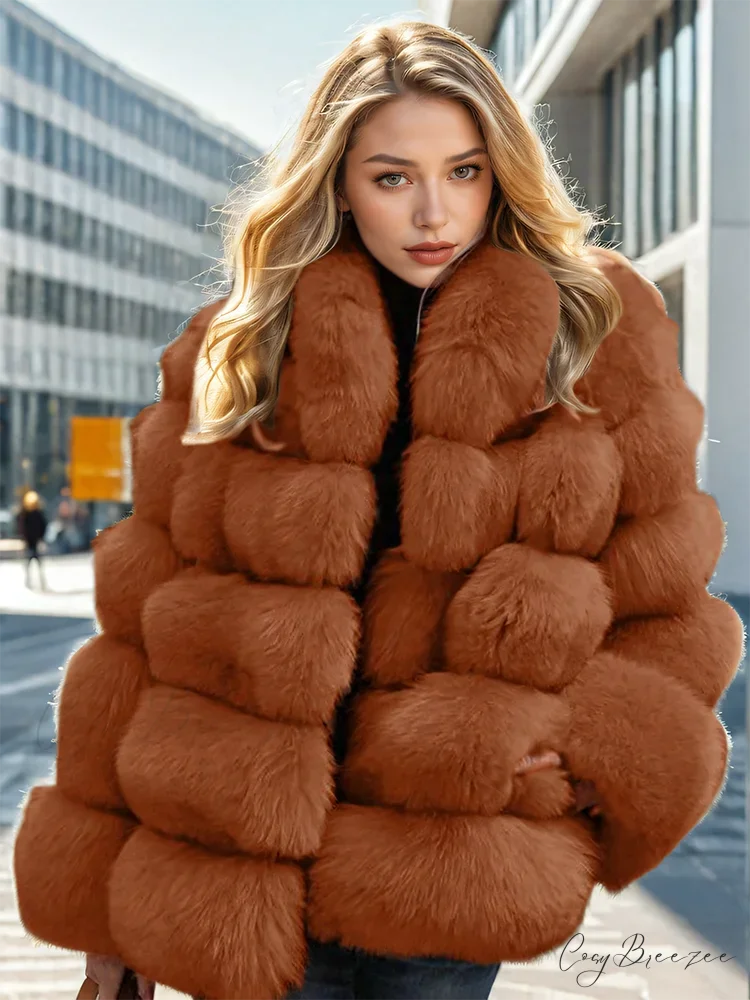 Faux Fur Patchwork Rabbit Fur Coat overcoats-241228