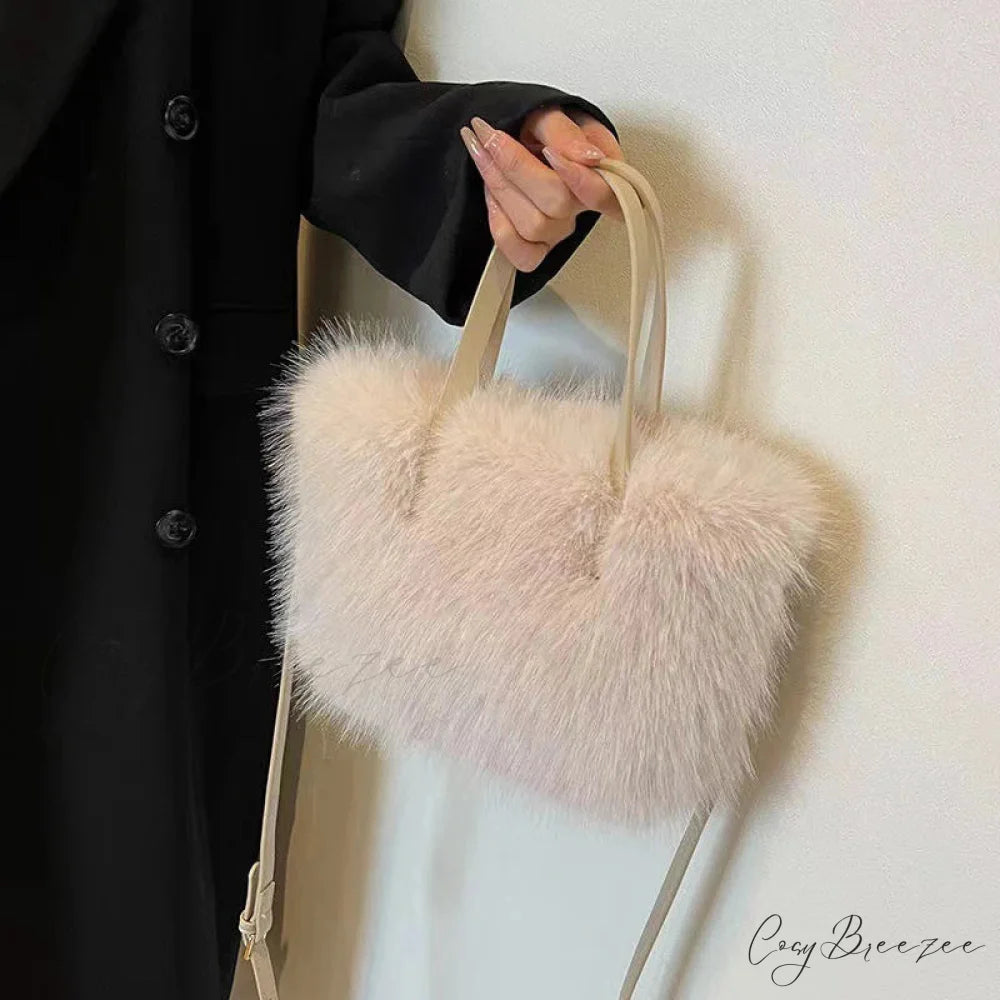 Faux Fur Plush Bucket Winter Crossbody Handbag handbag-250126