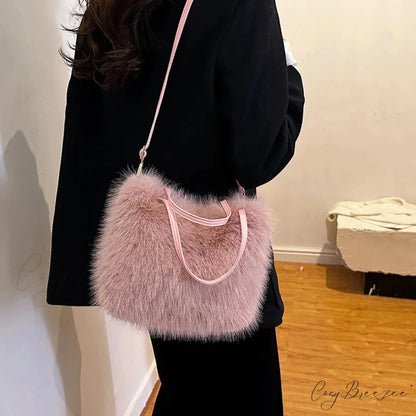 Faux Fur Plush Bucket Winter Crossbody Handbag handbag-250126