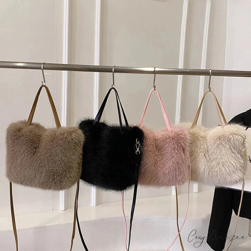 Faux Fur Plush Bucket Winter Crossbody Handbag handbag-250126