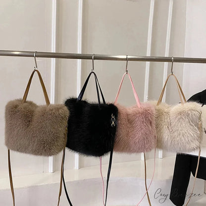 Faux Fur Plush Bucket Winter Crossbody Handbag handbag-250126