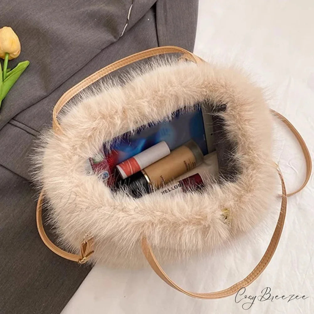 Faux Fur Plush Bucket Winter Crossbody Handbag handbag-250126