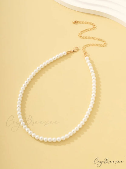 Faux Pearl Beaded Necklace