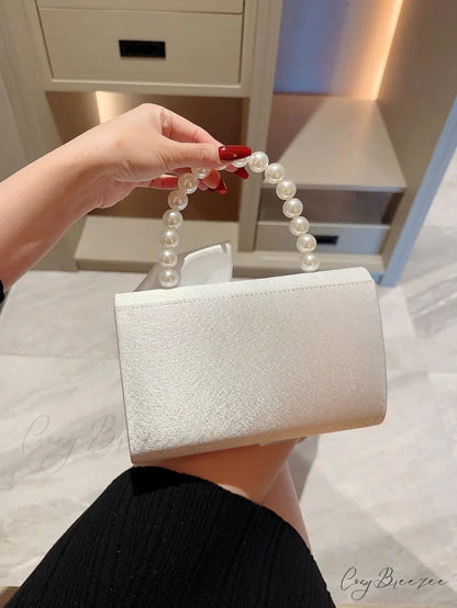 Faux Pearl Flower Wedding Evening Clutch Bag clutchbag-250126