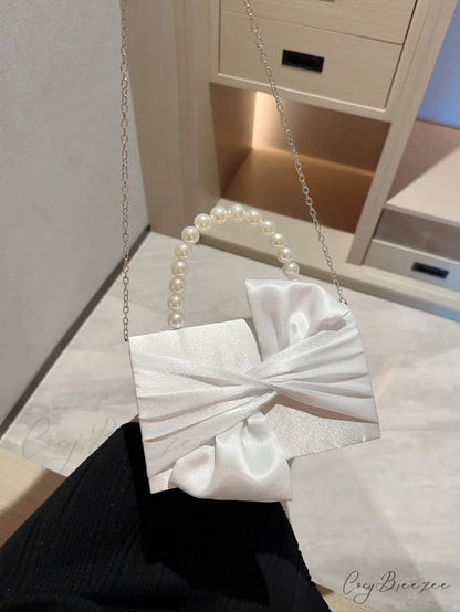 Faux Pearl Flower Wedding Evening Clutch Bag clutchbag-250126