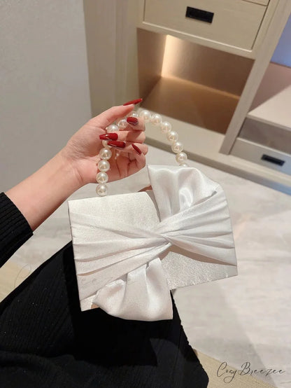 Faux Pearl Flower Wedding Evening Clutch Bag WHITE / S clutchbag-250126