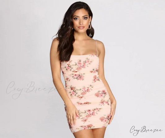 Fawning Over Stylish Florals Mini Dress PINK / XS